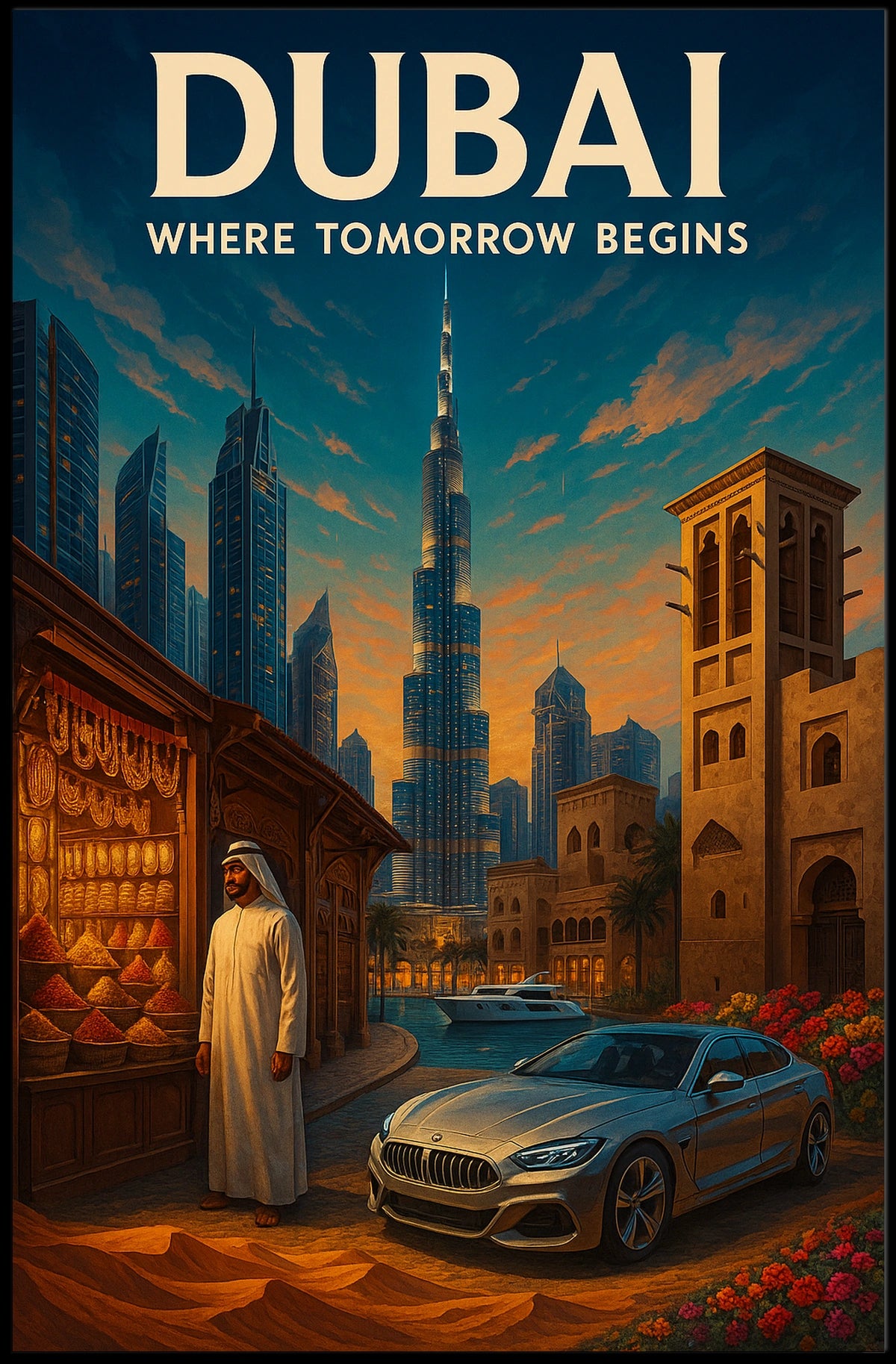 Dubai Cityscape Poster Where Tomorrow Begins For Dreamers