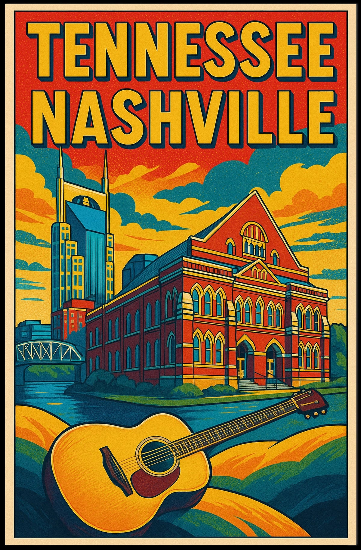 Nashville, Tennessee Music City Vibes Poster