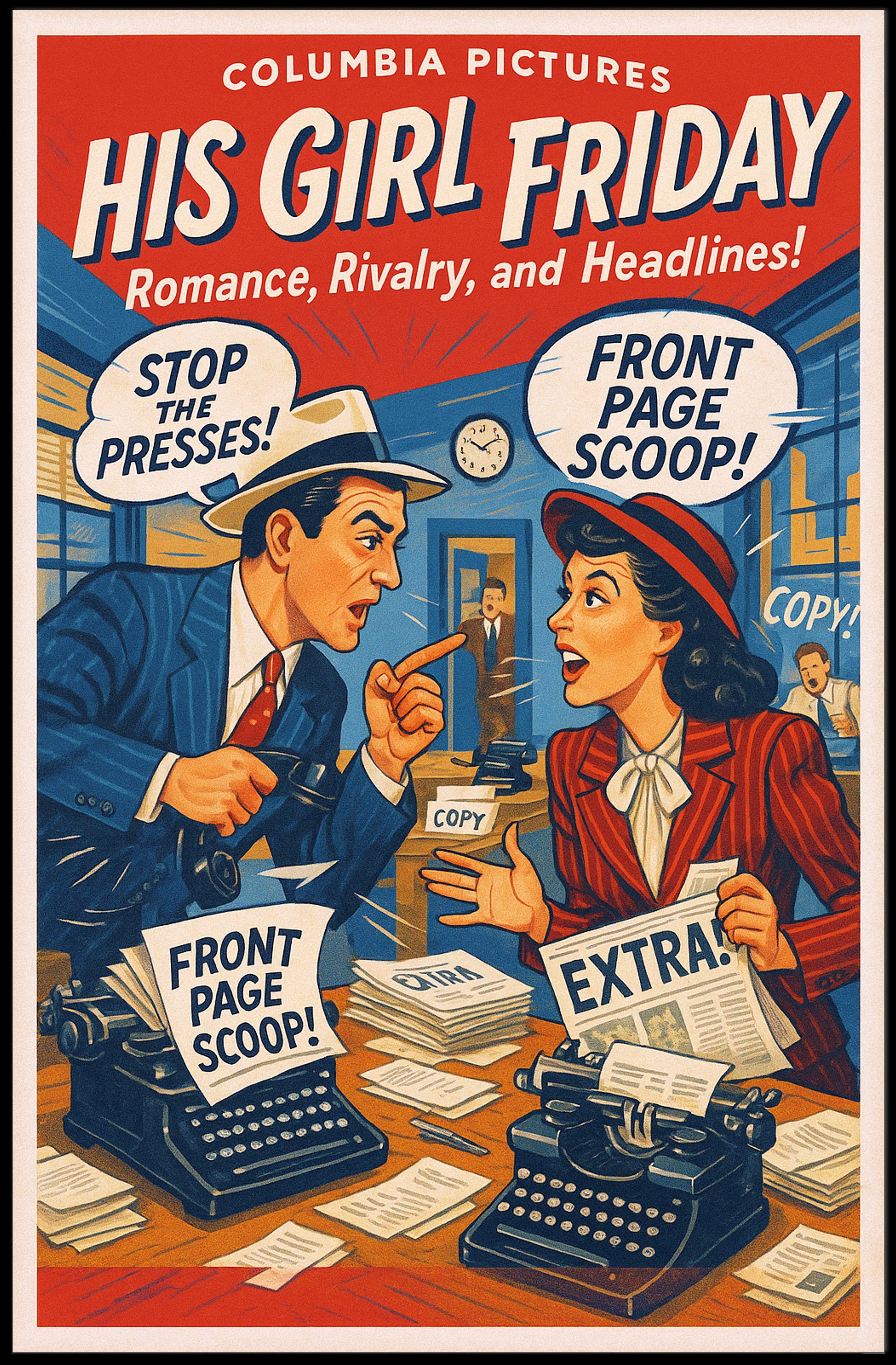 His Girl Friday A Classic Newsroom Comedy Poster PosterGoat