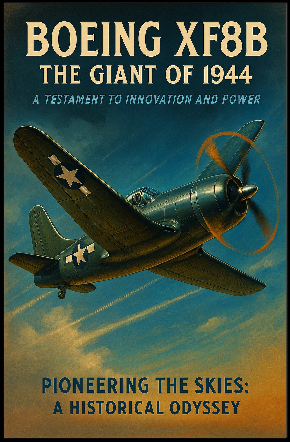 Boeing XF8B Vintage Aviation Poster, 1944 Design