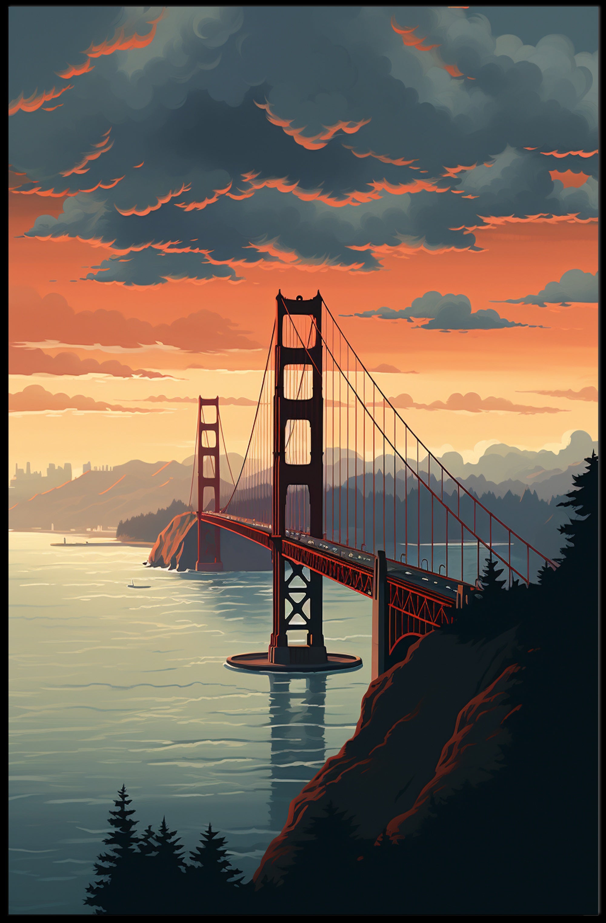 Golden Gate At Dusk Poster