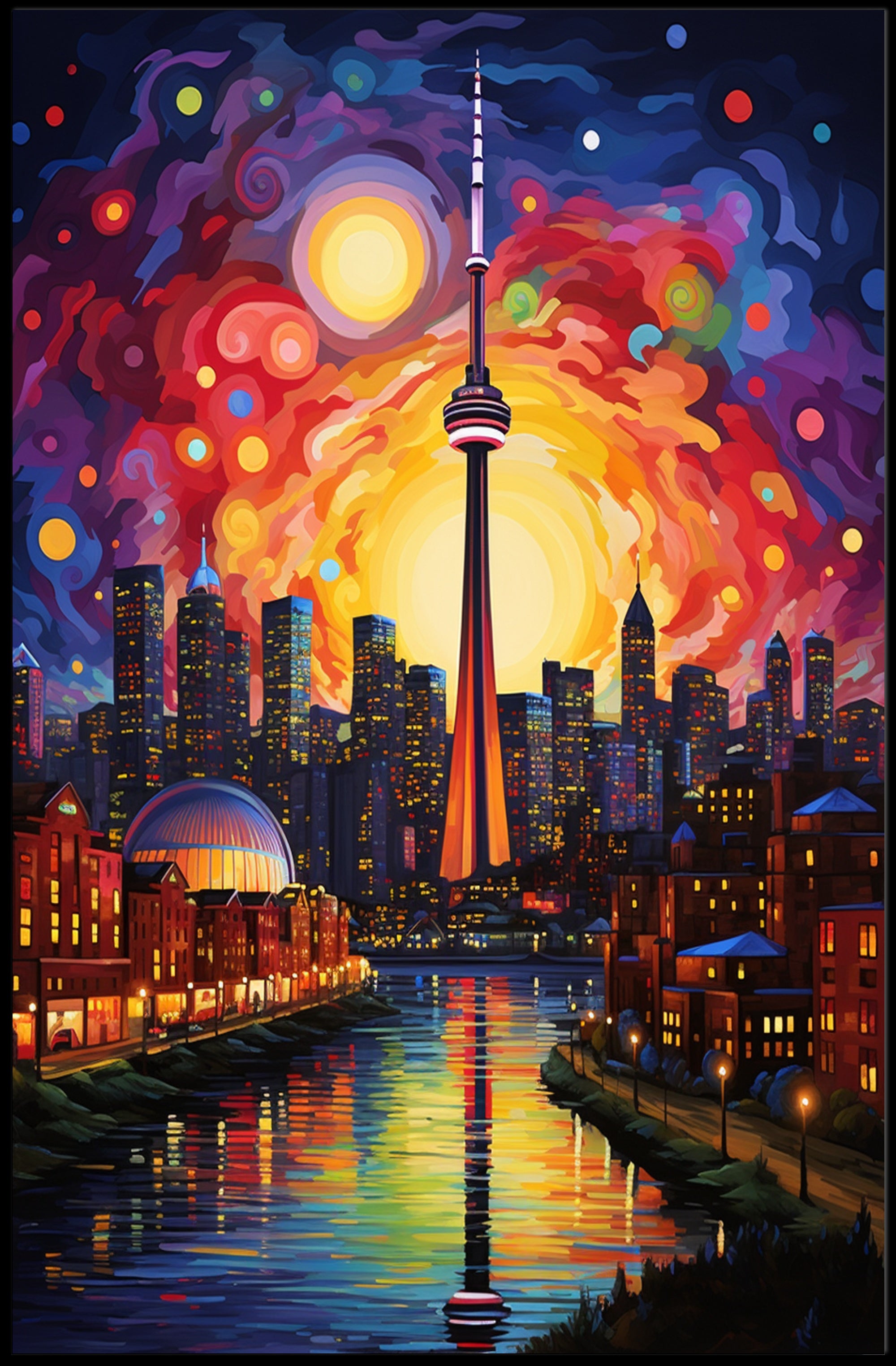Vibrant Cityscape At Night Poster