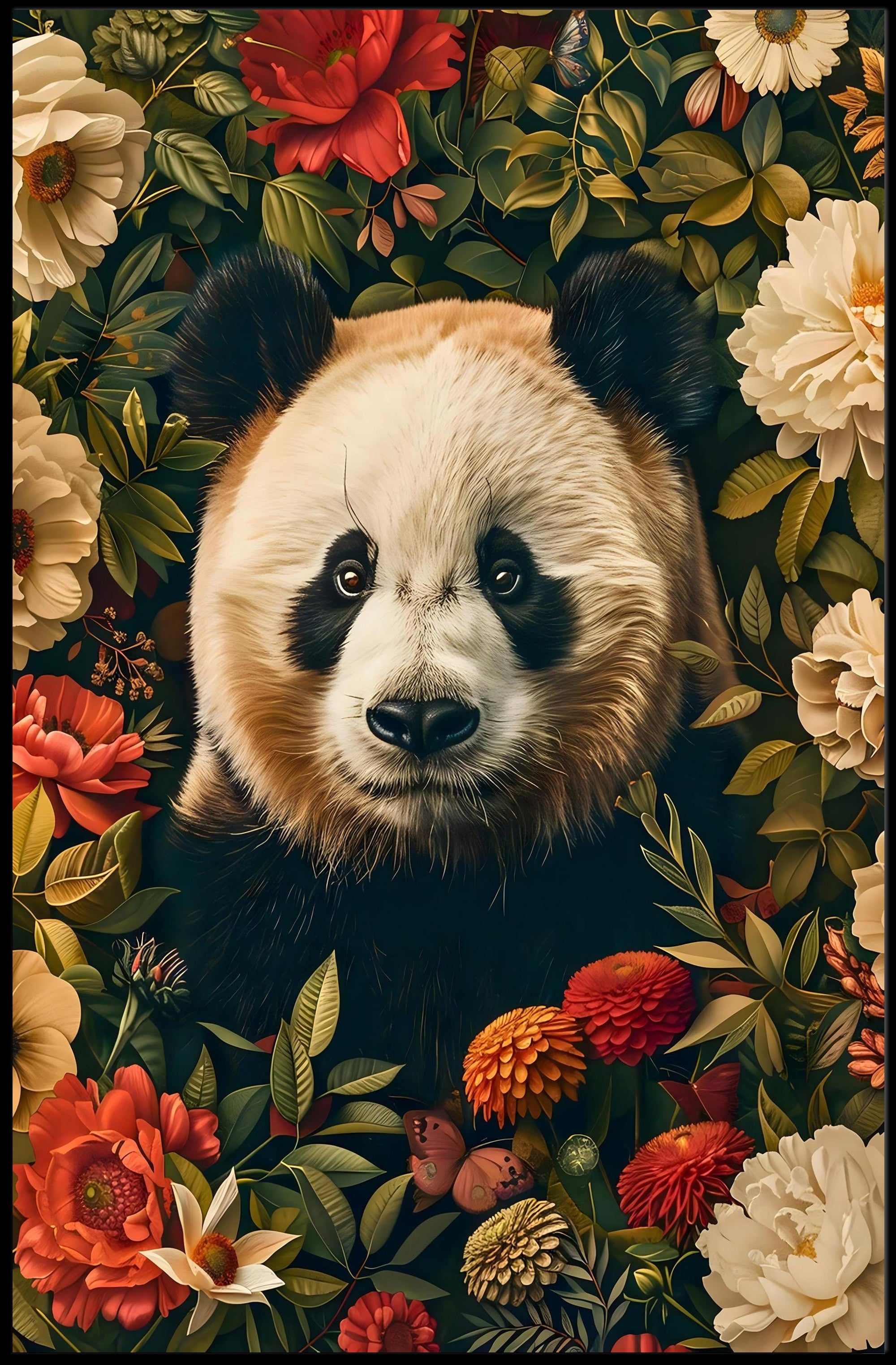 Panda in Bloom Wall Art Decor Print