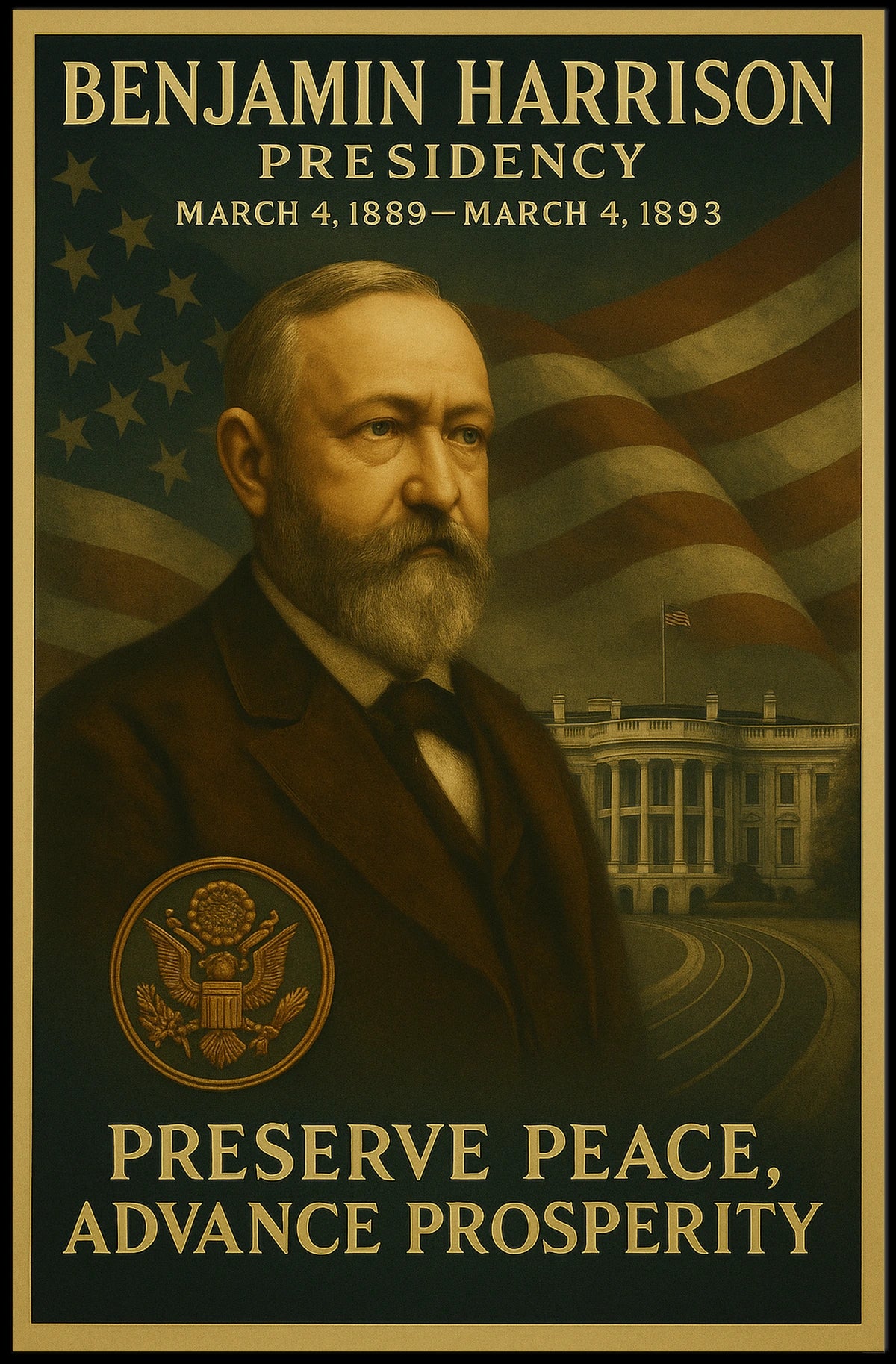 Benjamin Harrison Presidential Legacy Historical Poster