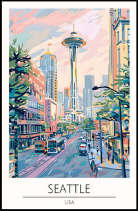 Seattle Cityscape Poster PosterGoat