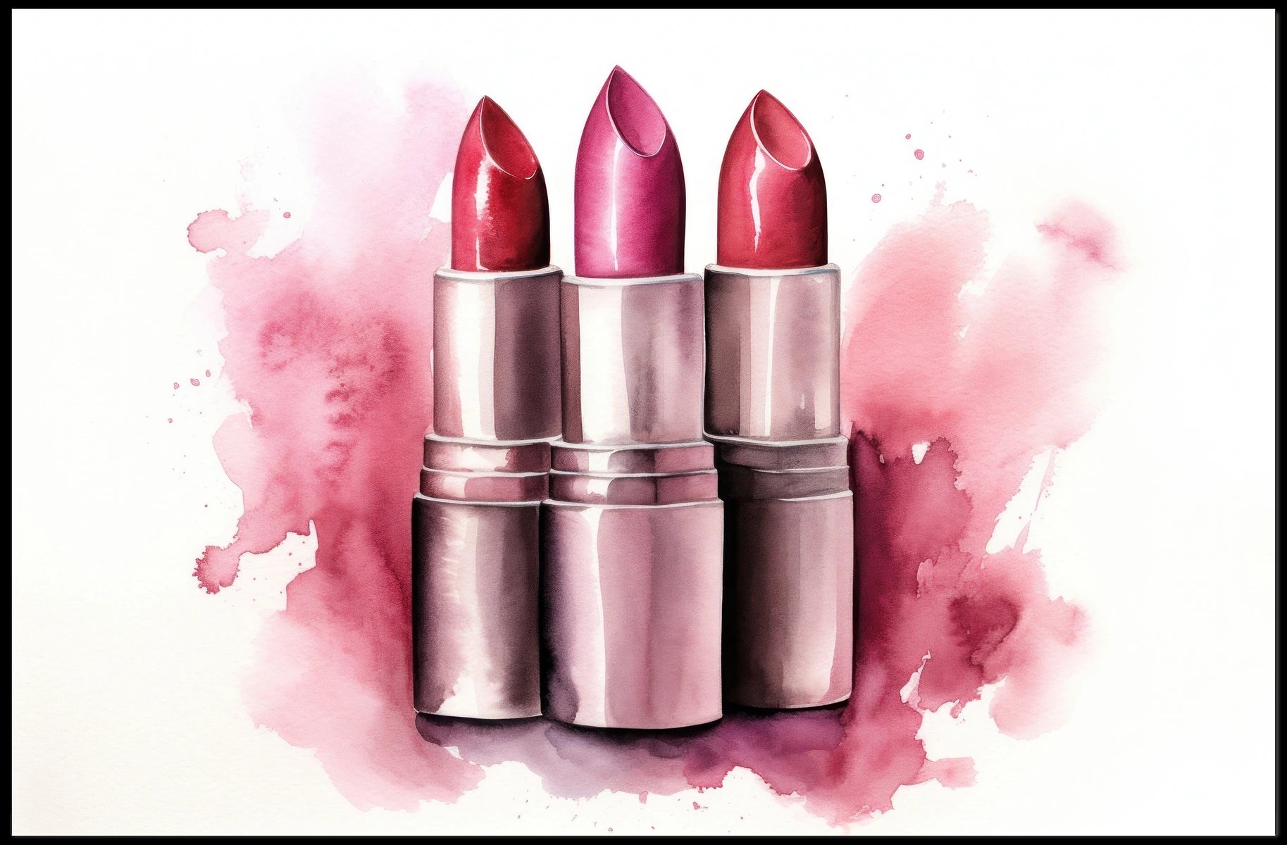 Lipstick Trio โ A Splash of Color Poster