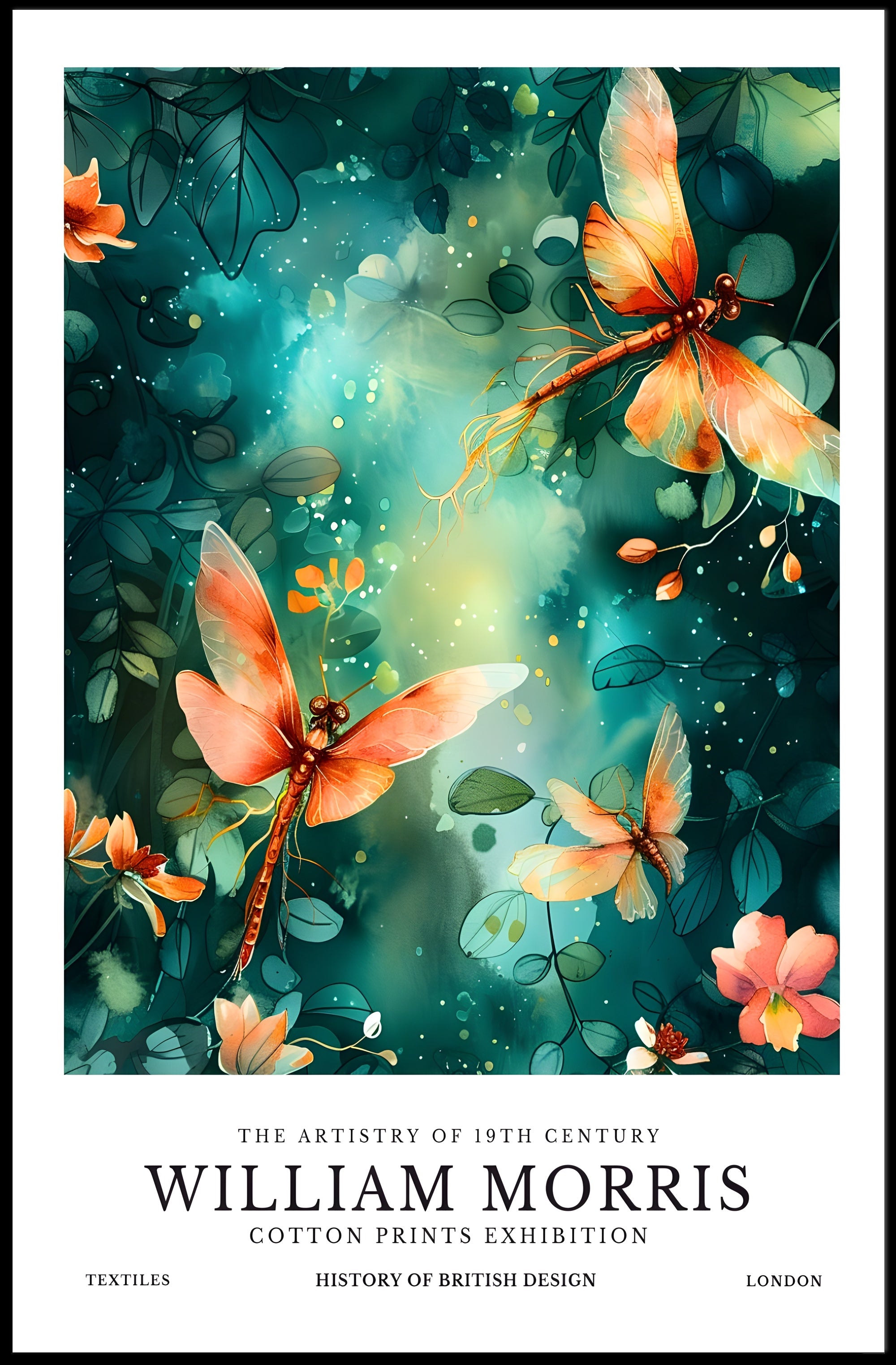 William Morris Inspired Art Nouveau Floral Artistic Poster