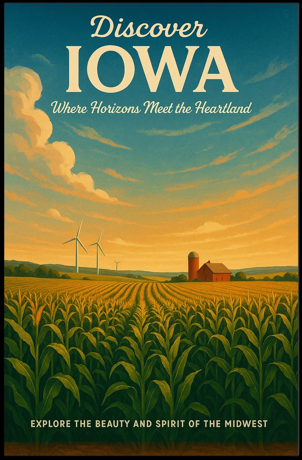 Iowa's Scenic Beauty Landscape Vintage Midwest Poster