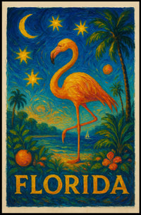 Florida Flamingo Tropical Travel Poster
