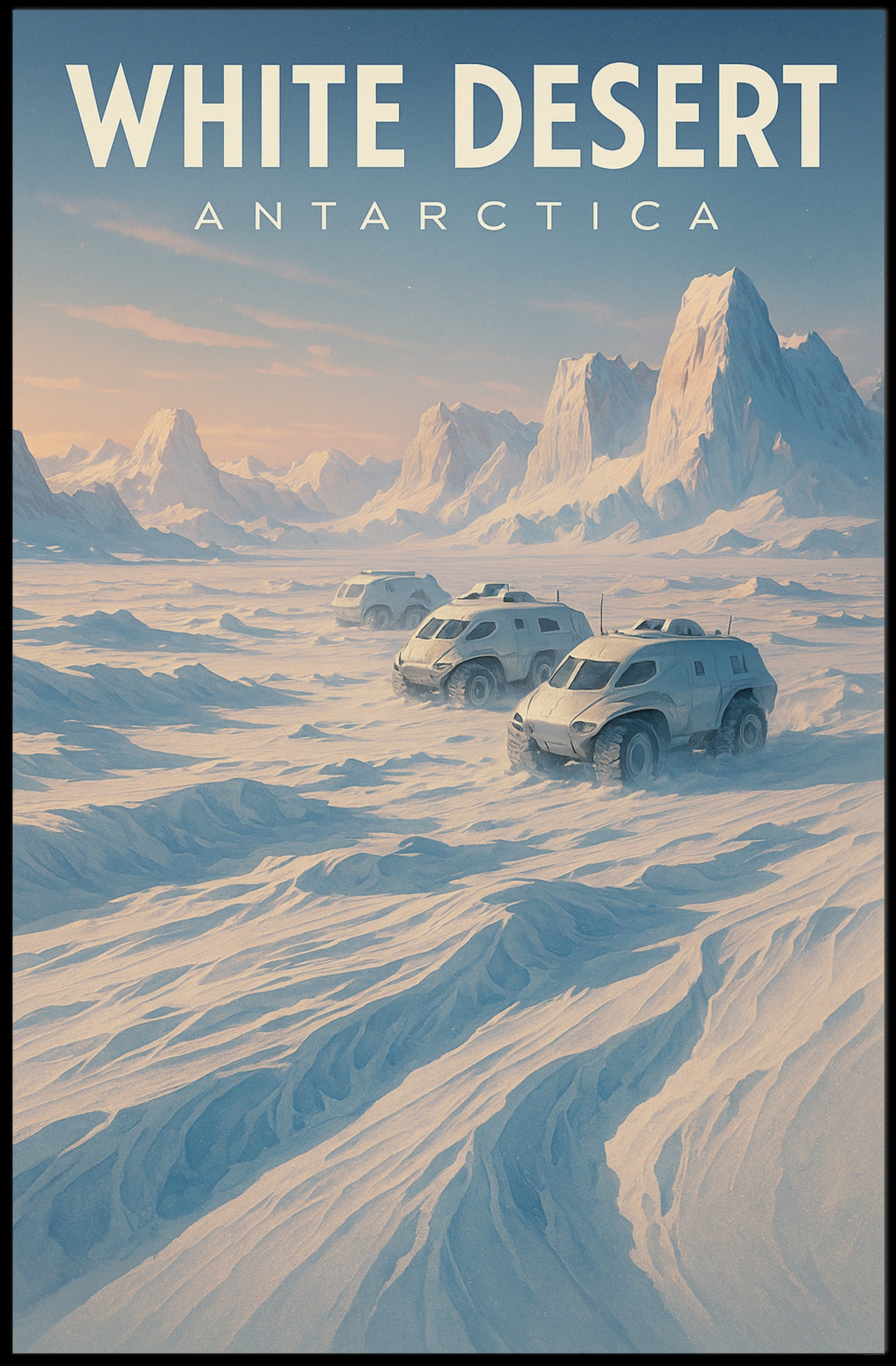 White Desert Antarctica Adventure Futuristic Sci-Fi Poster