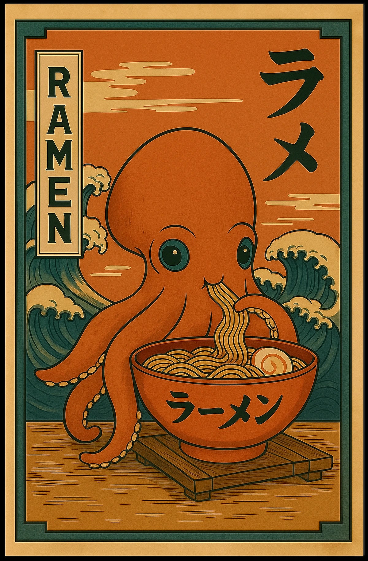 Octopus Ramen Delight Poster