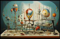 Surreal Mechanical Geometric Structures Abstract Artistic Poster