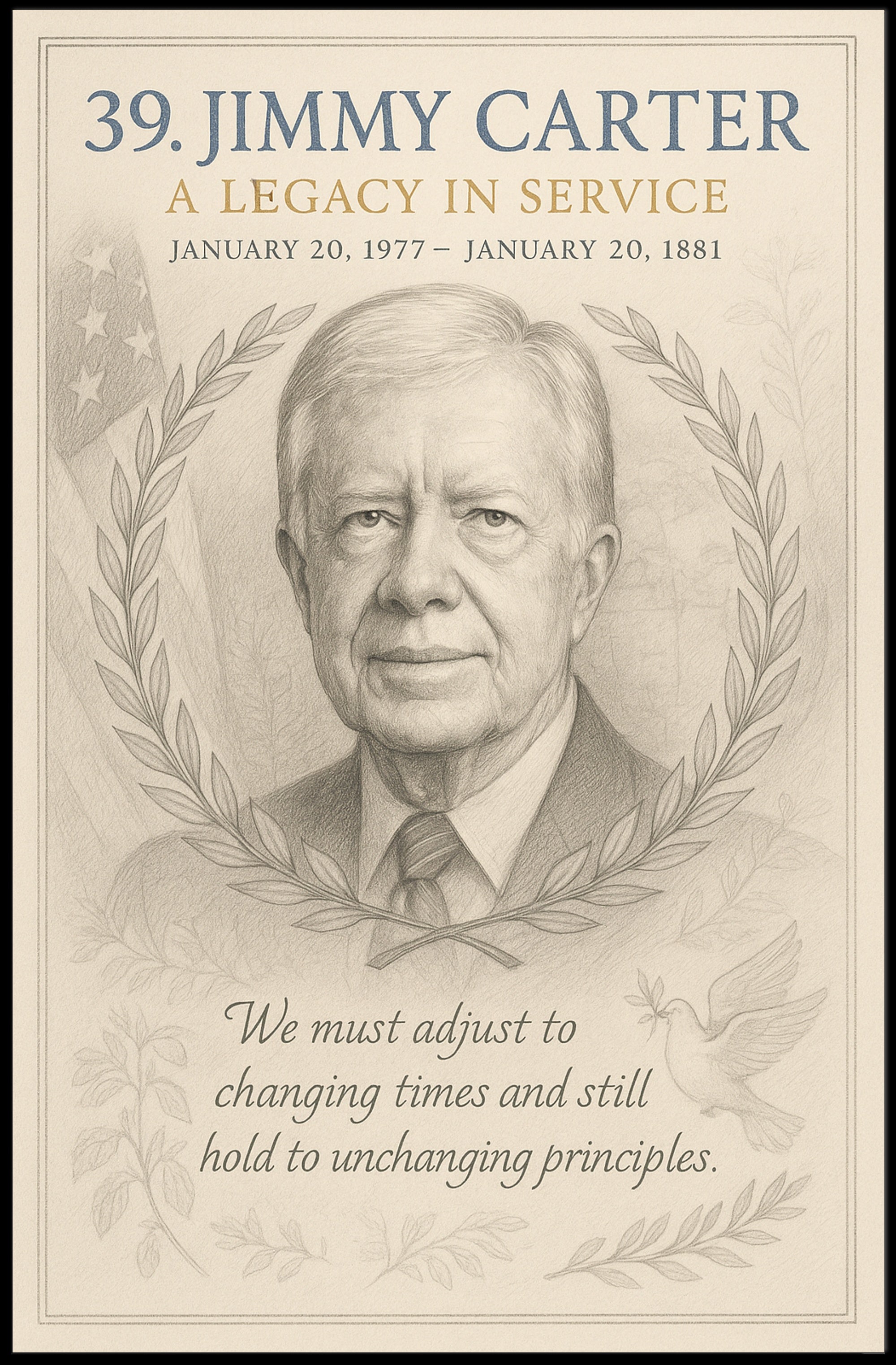 Jimmy Carter Legacy Presidential Artwork Poster PosterGoat