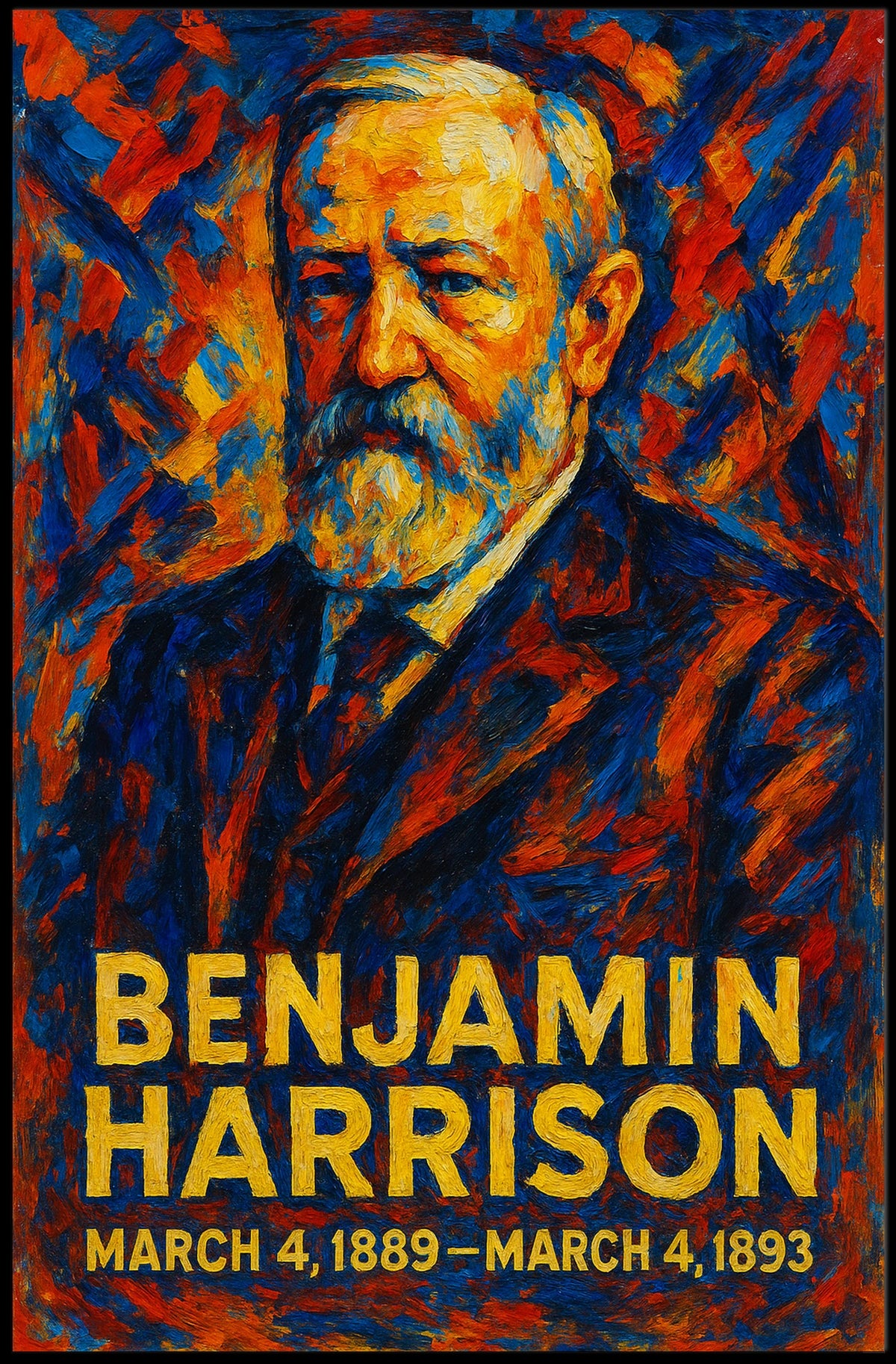 Benjamin Harrison 23rd President of the United States Glitch Hop Art Poster