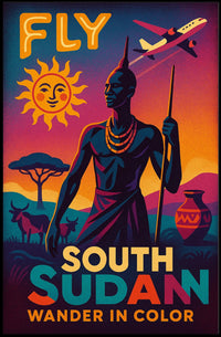 South Sudan Vibrant Travel Advertisement, Vintage-Modern Travel Poster PosterGoat