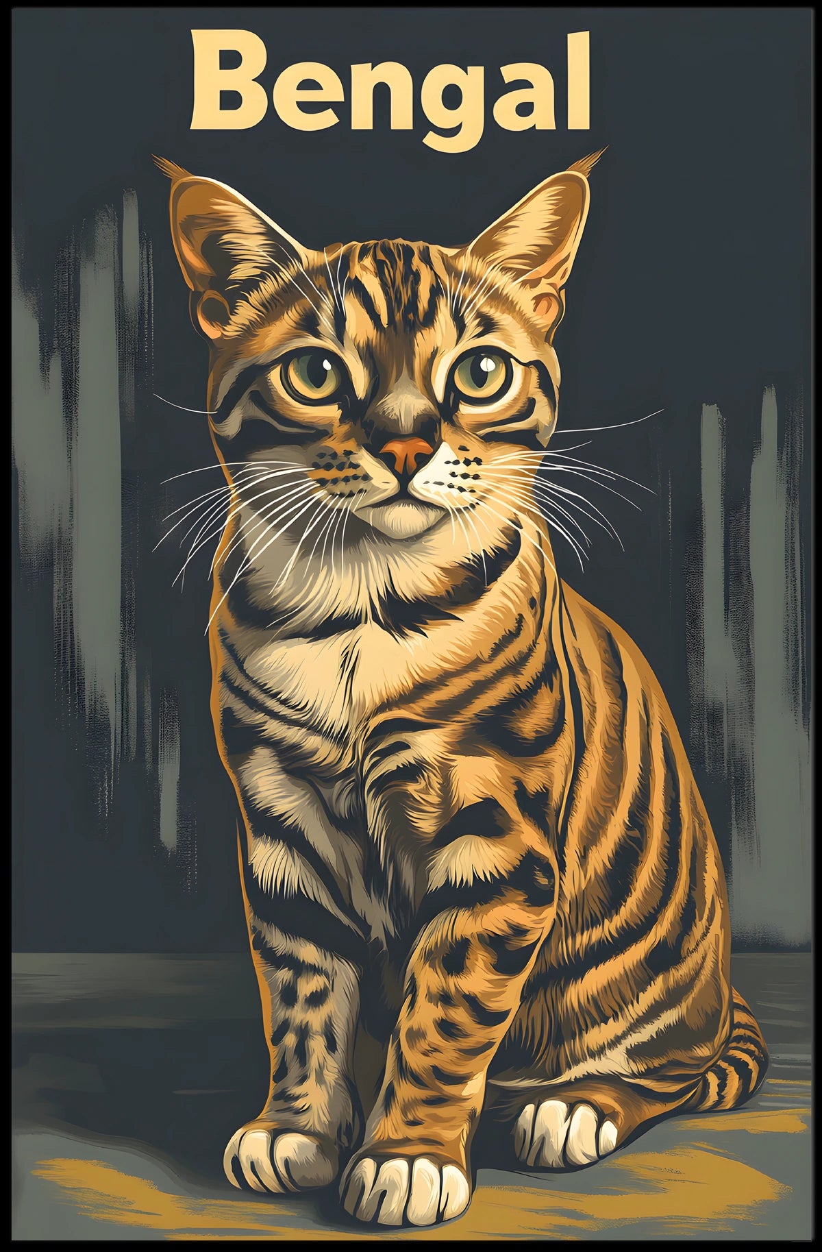 Bengal Cat Poster Digital Painting Artwork For Home Poster