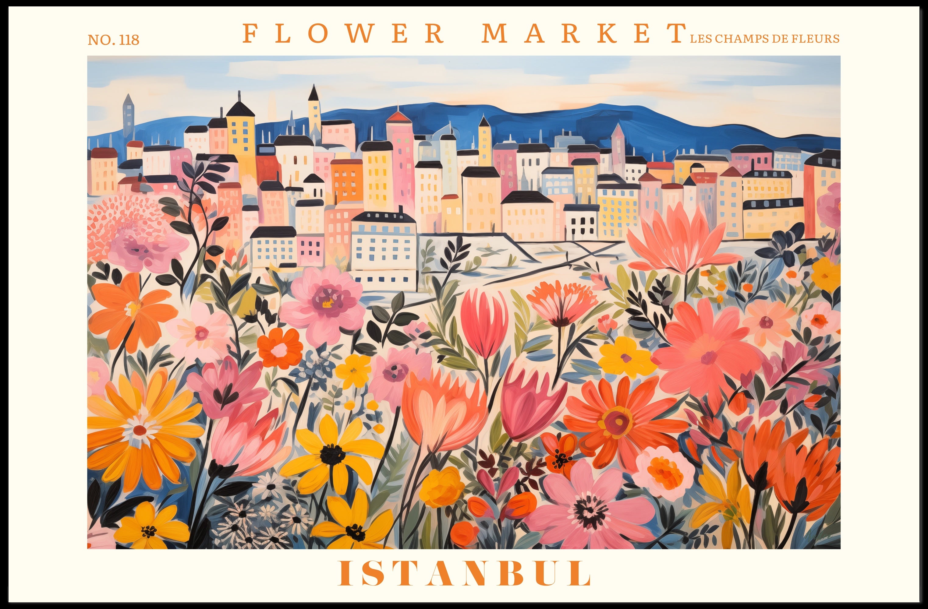 Istanbul Cityscape with Flowers - Urban or Cityscape Poster