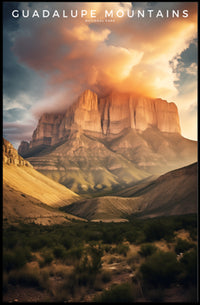 Guadalupe Mountains Travel Poster Vintage Sunset