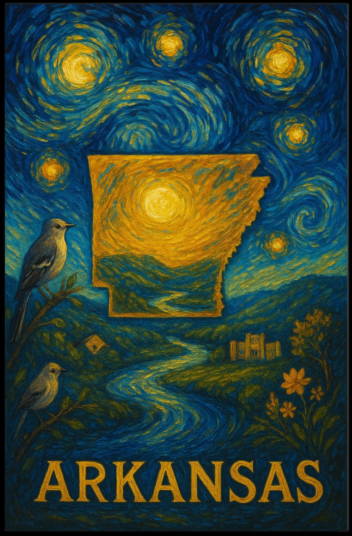 Arkansas Starry Night Poster