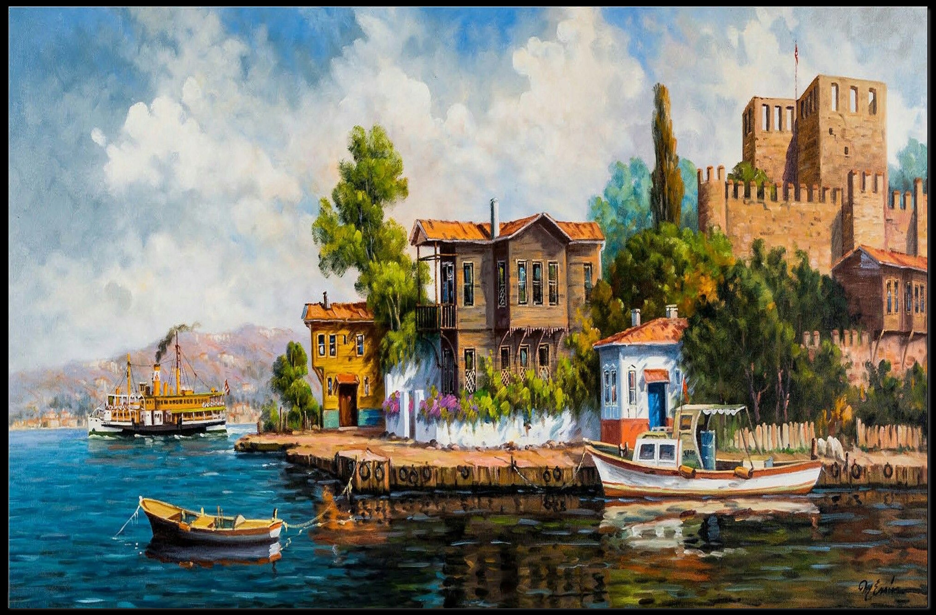 Serene Coastal Village Poster