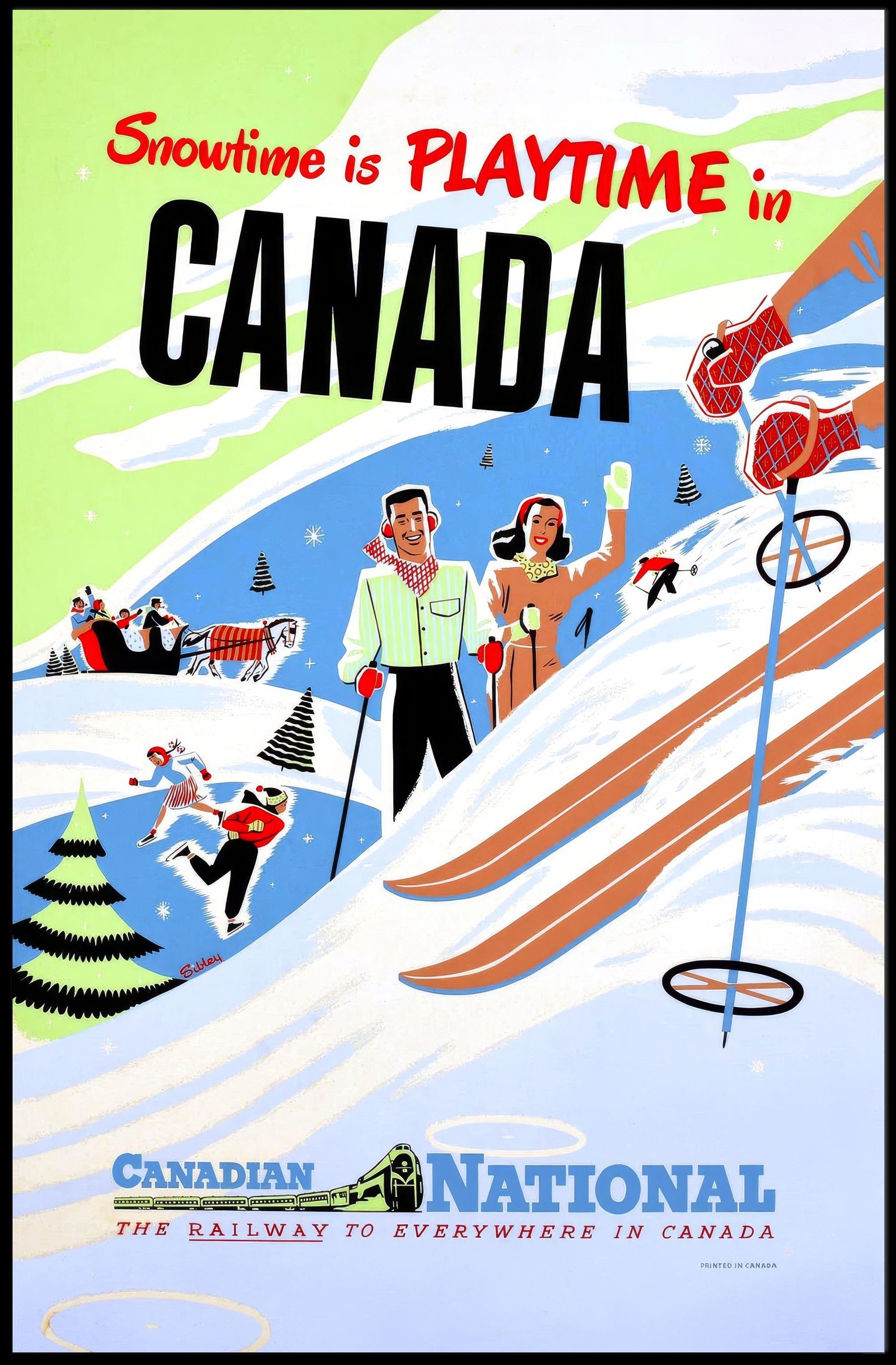 Canadian Winter Skiing Adventures: Vintage Travel Poster PosterGoat