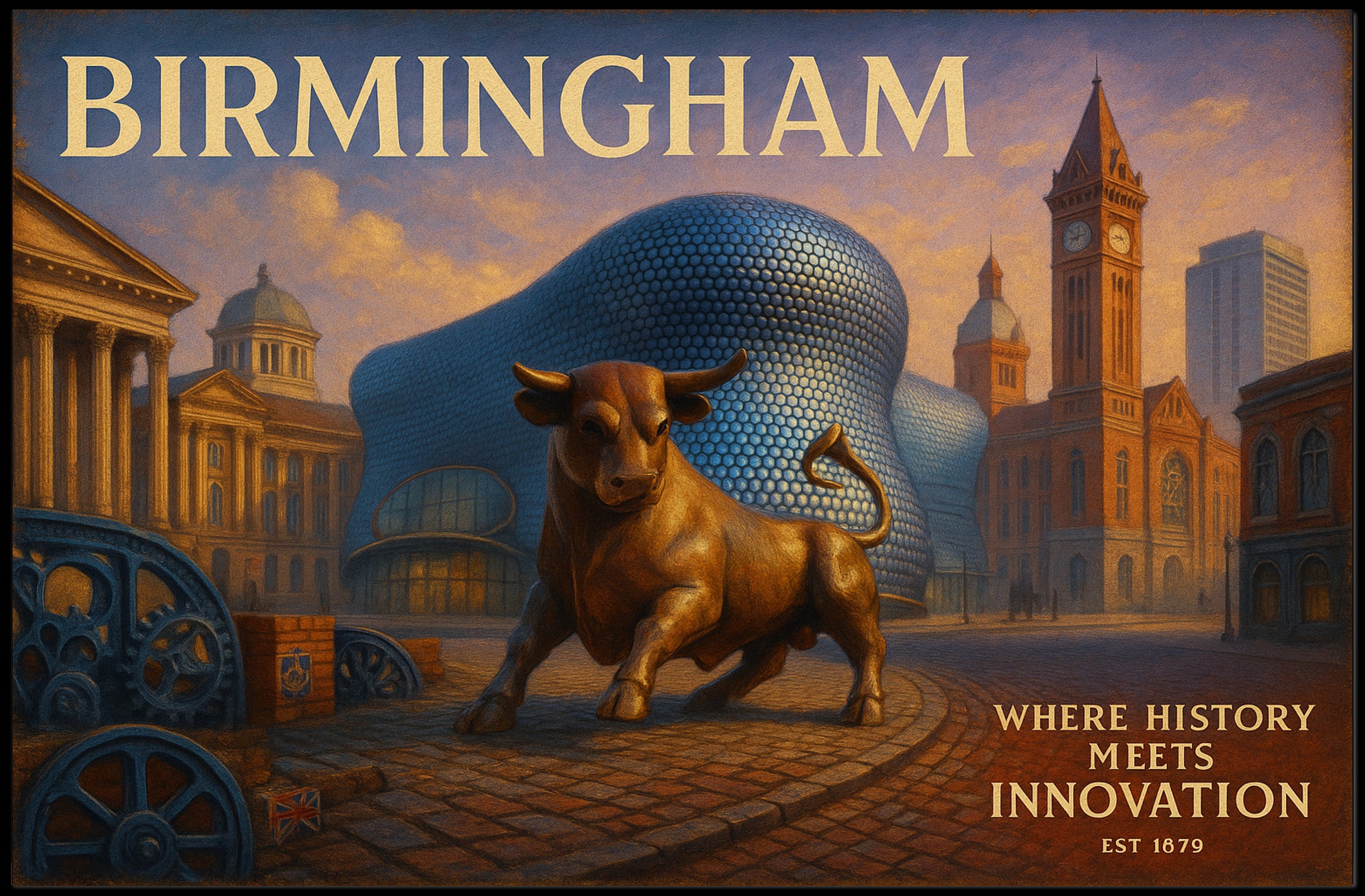 Birmingham Travel Poster Where History Meets Innovation