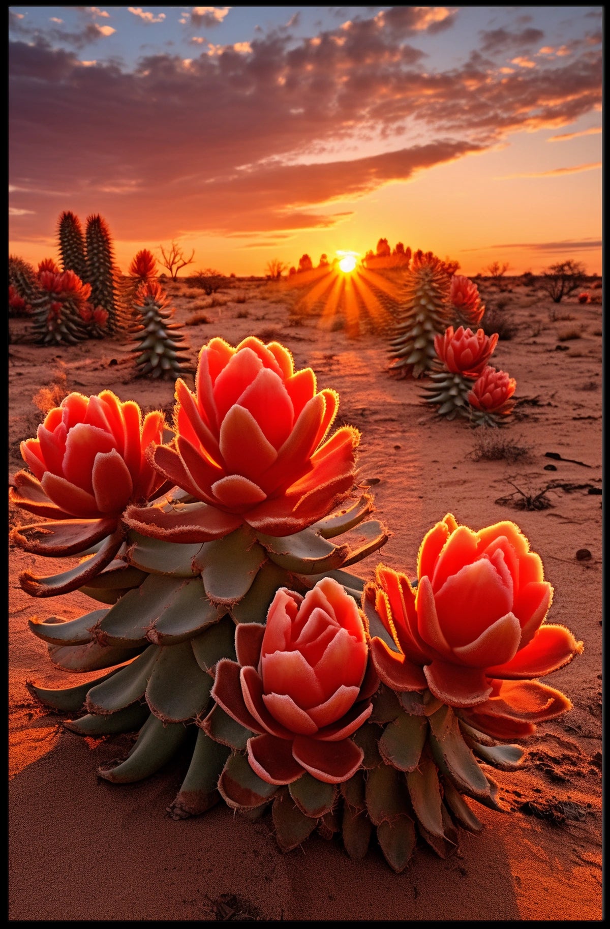 Desert Bloom At Sunset Poster