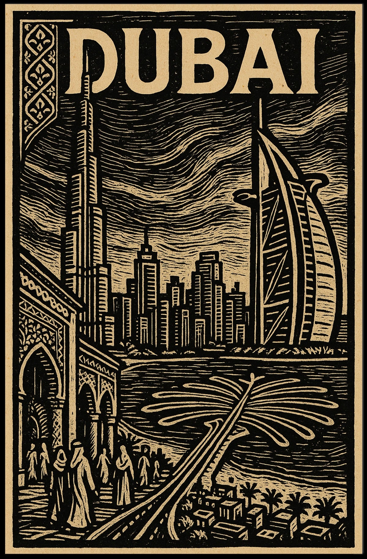 Discover Dubai Vintage Poster Wall Art For Living Rooms