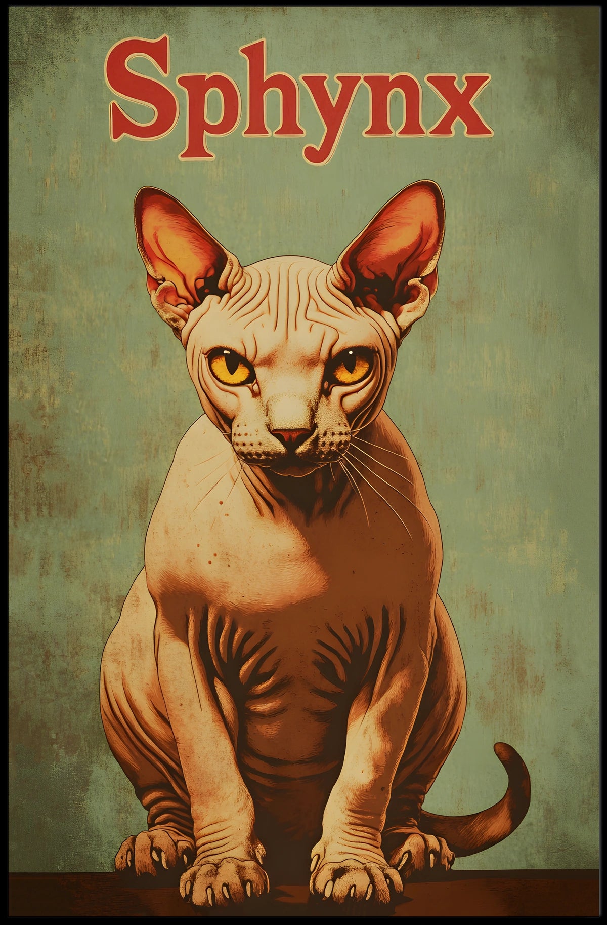 Sphynx Cat Minimalist Art Print For Modern Home Poster