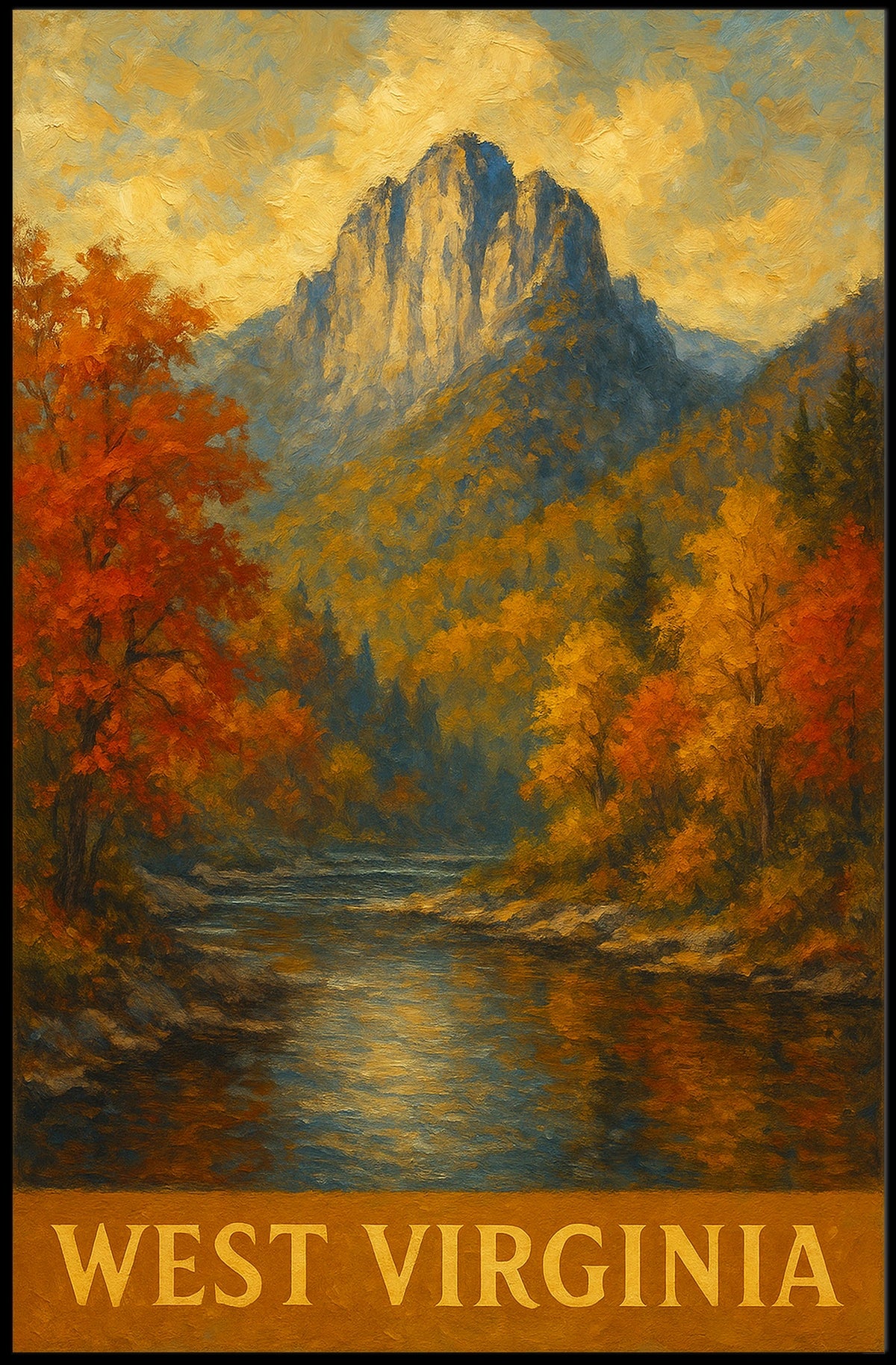 Vintage Autumn Splendor West Virginia Poster