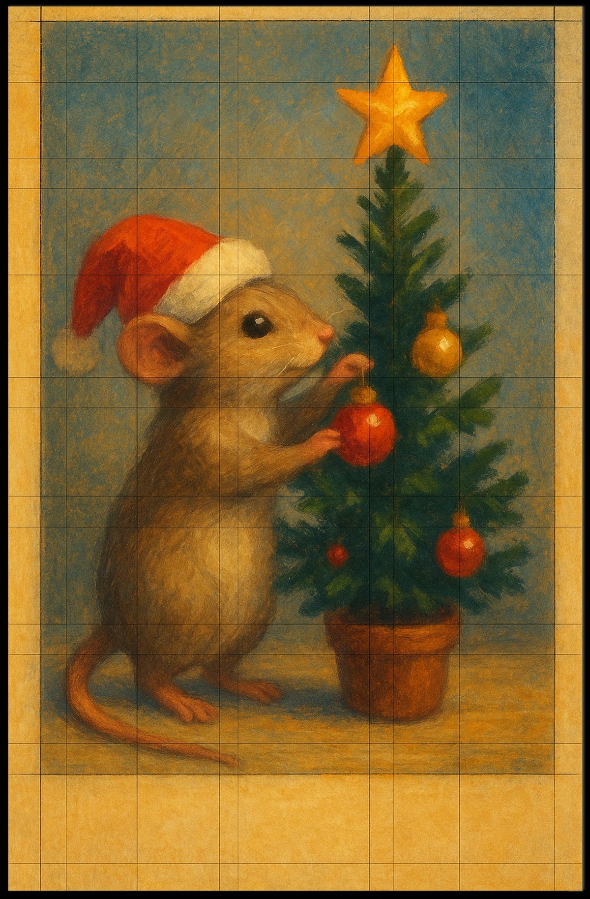 Holiday Mouse And Christmas Tree Poster