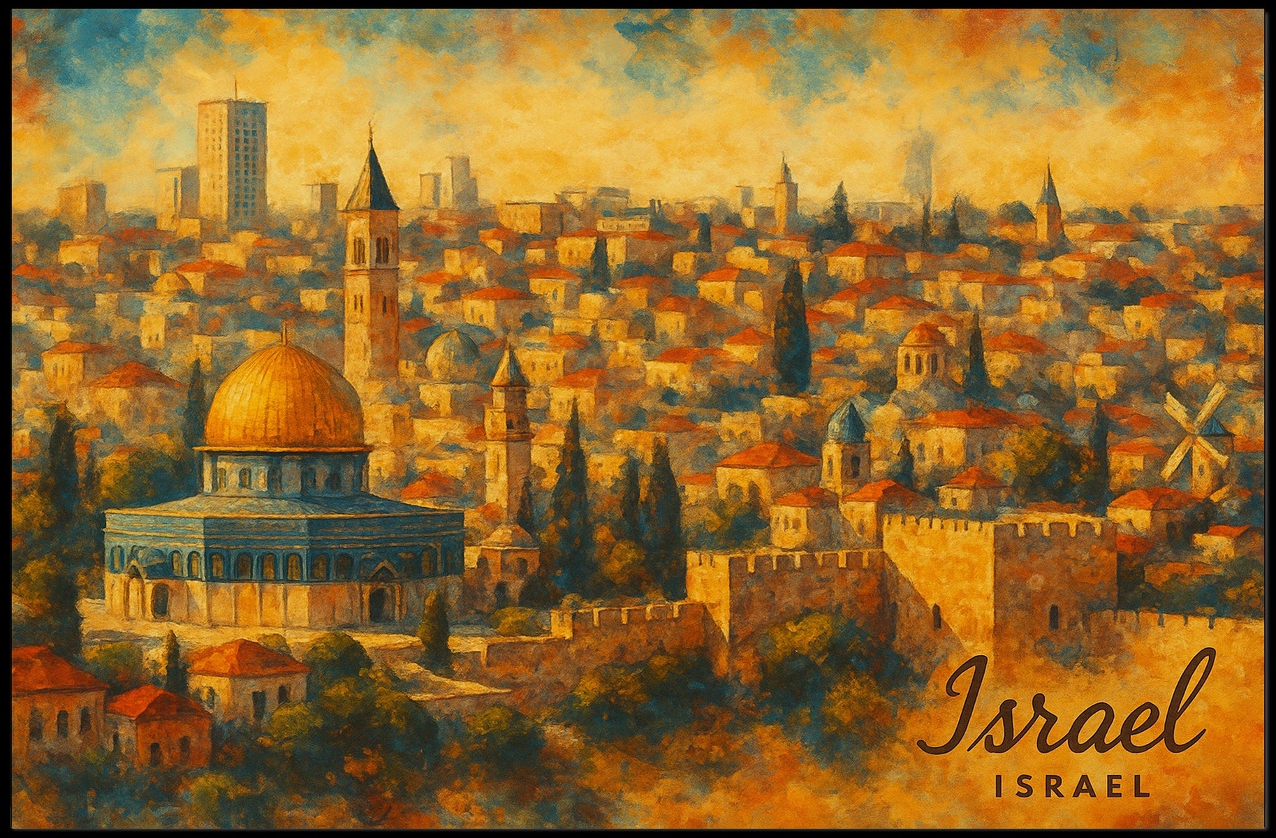 Jerusalem Skyline Artistic Impression Poster