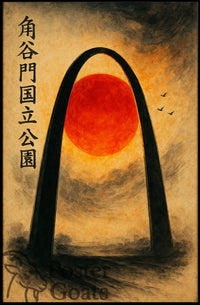 Stylized St. Louis Gateway Arch Surreal Travel Poster