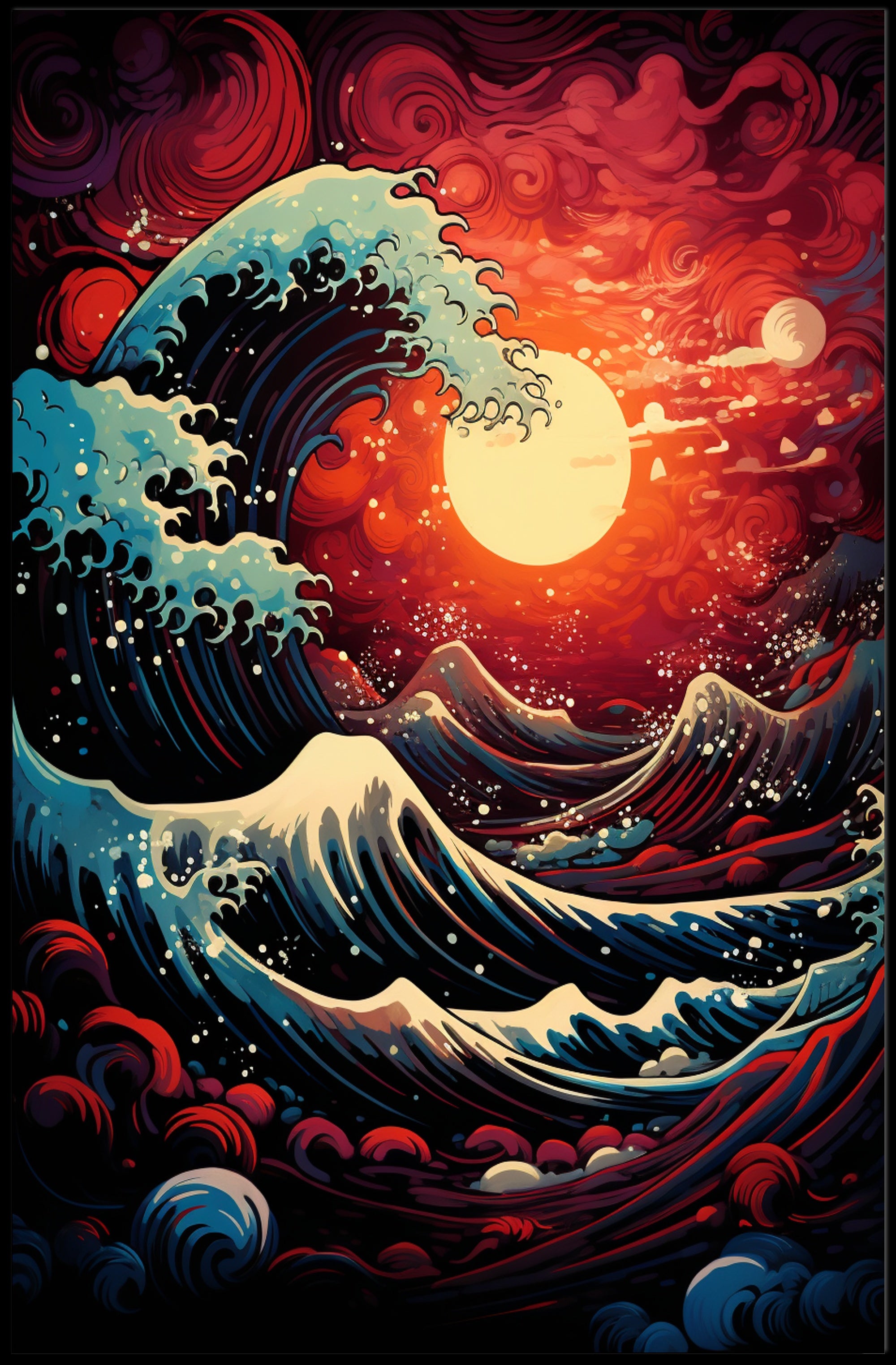 The Great Wave At Sunset Poster PosterGoat