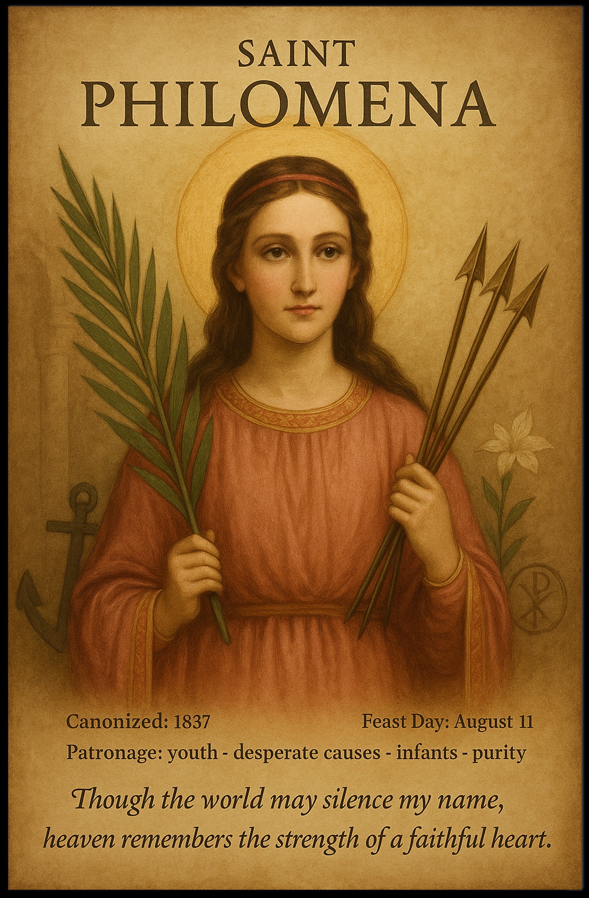 Saint Philomena Vintage Artistic Religious Poster