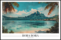 Bora Bora Vintage Travel Illustration Poster