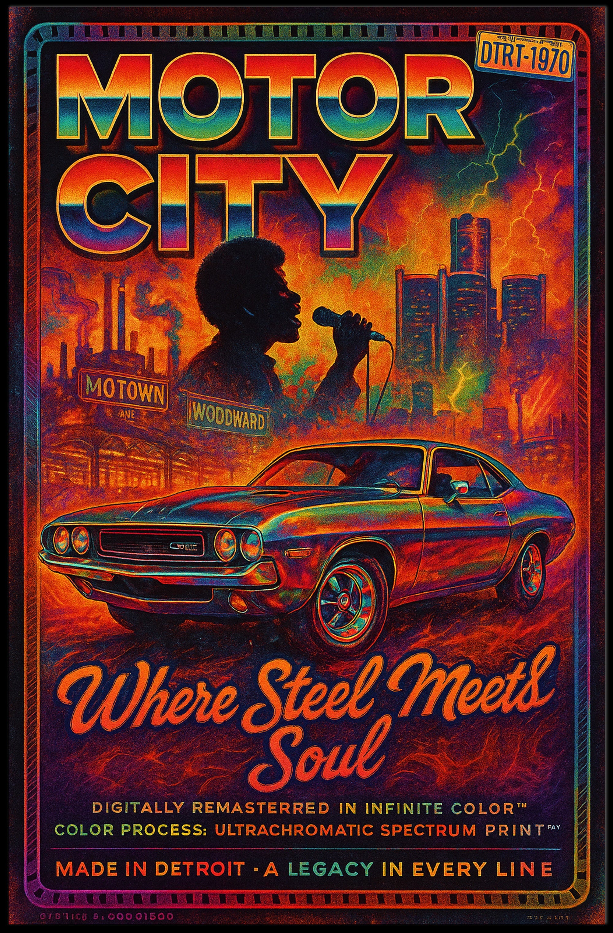Motor City – Where Steel Meets Soul Poster PosterGoat
