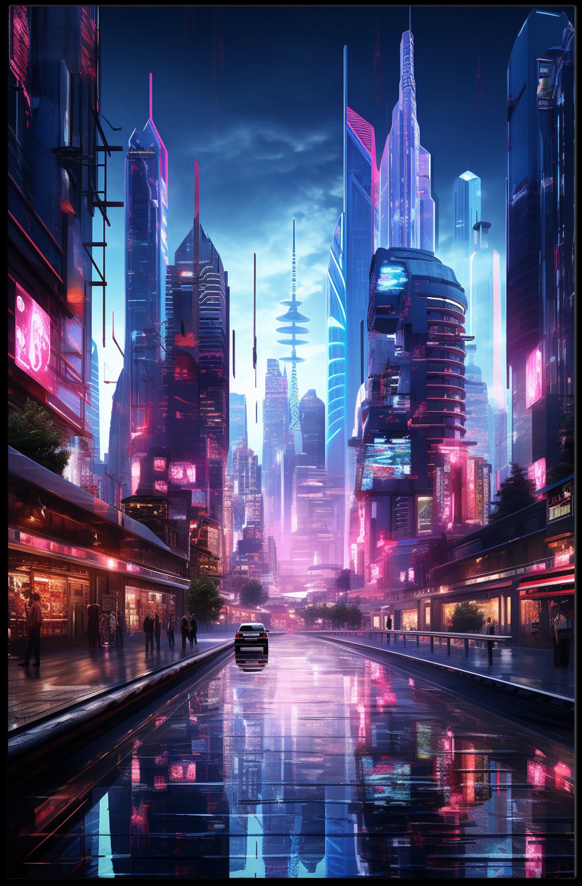 Neon Cityscape Poster