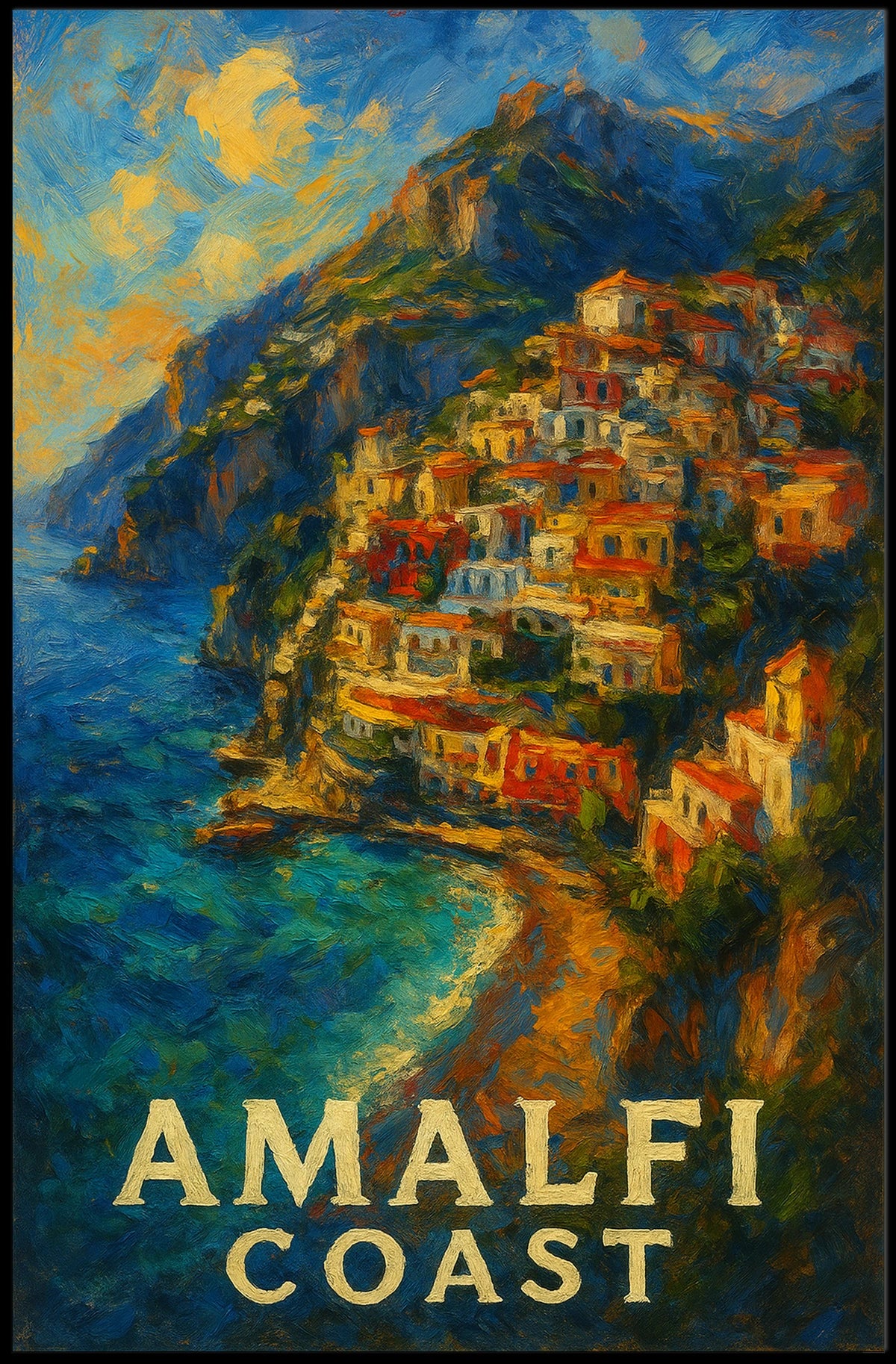 Amalfi Coast Poster Wall Art For Coastal Home Decor