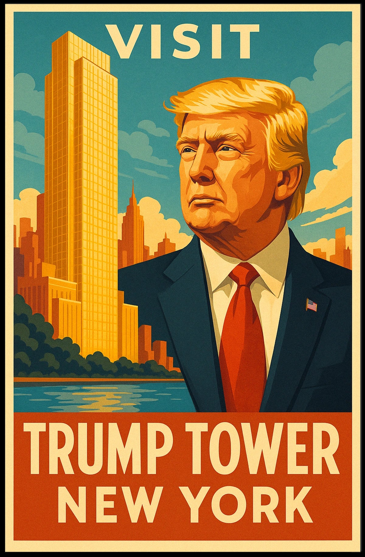 Trump Tower New York City Travel Poster Vintage Wall Art