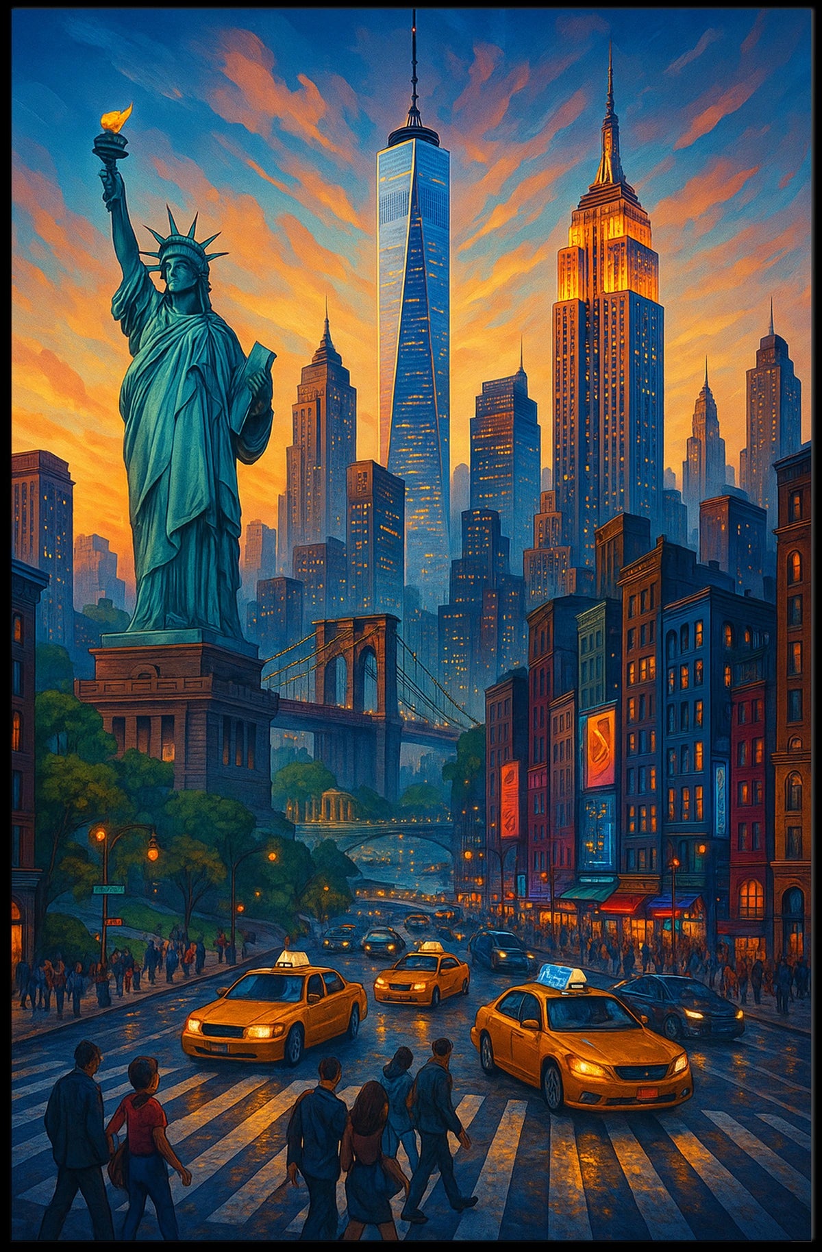 New York Cityscape Landmark Skyline Poster Modern Wall Art