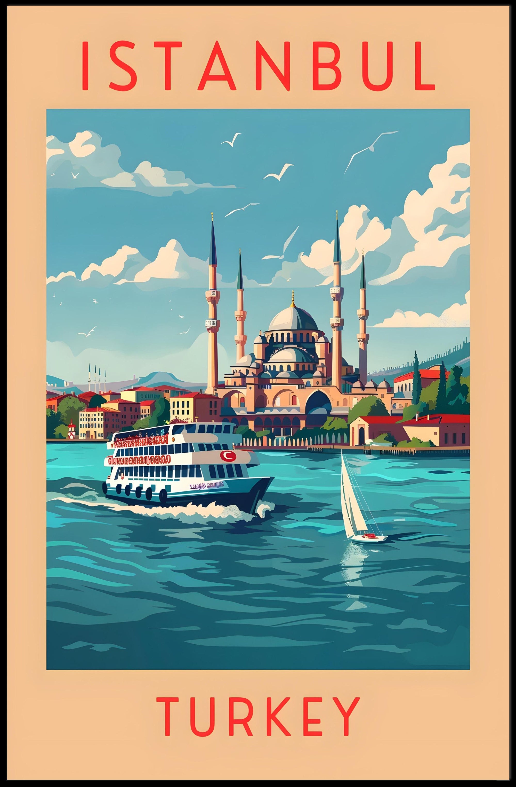 Istanbul Cityscape with Iconic Mosque Travel Poster