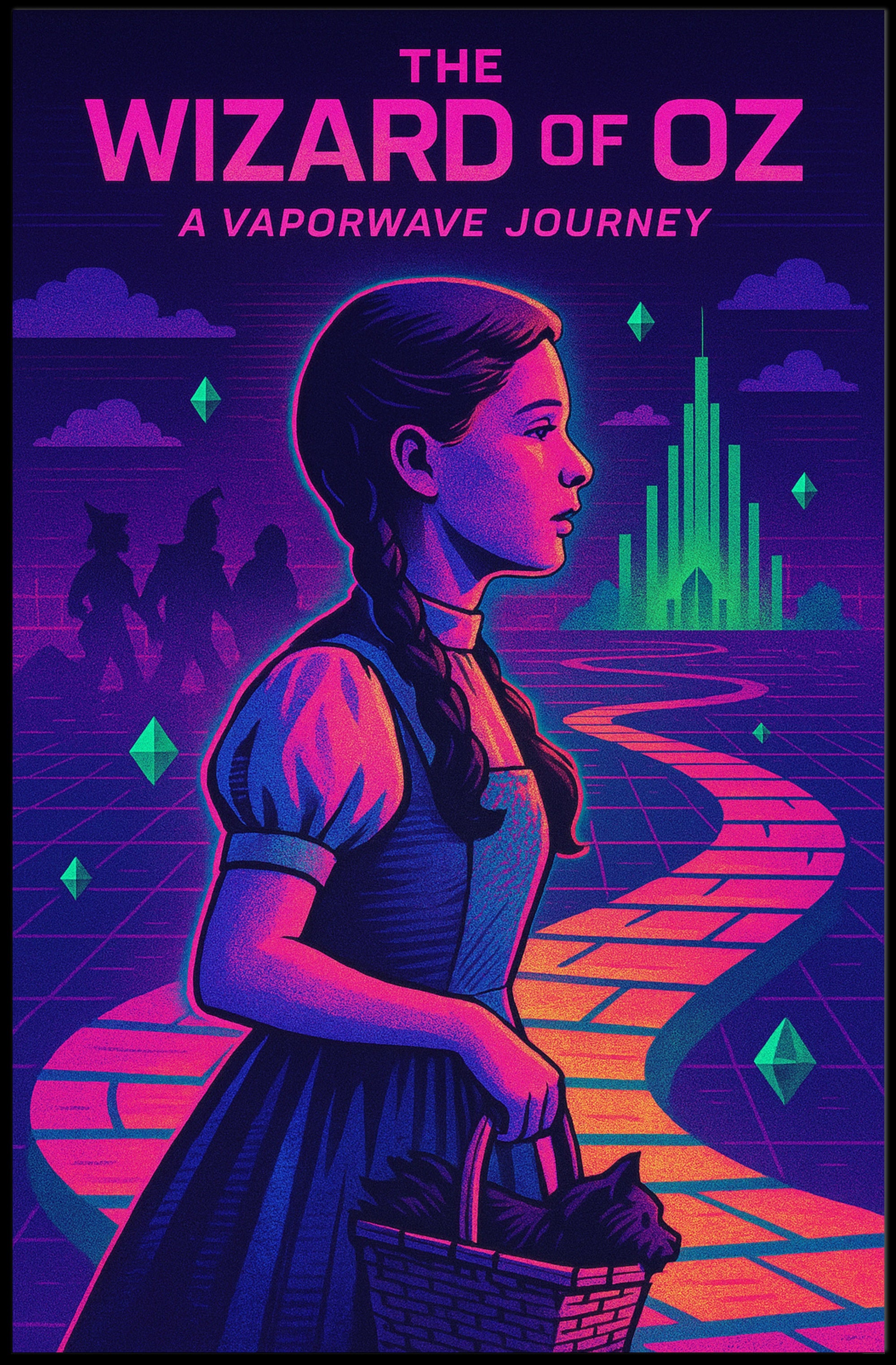 Vaporwave Wizard of Oz Fantasy or Mythology Poster PosterGoat
