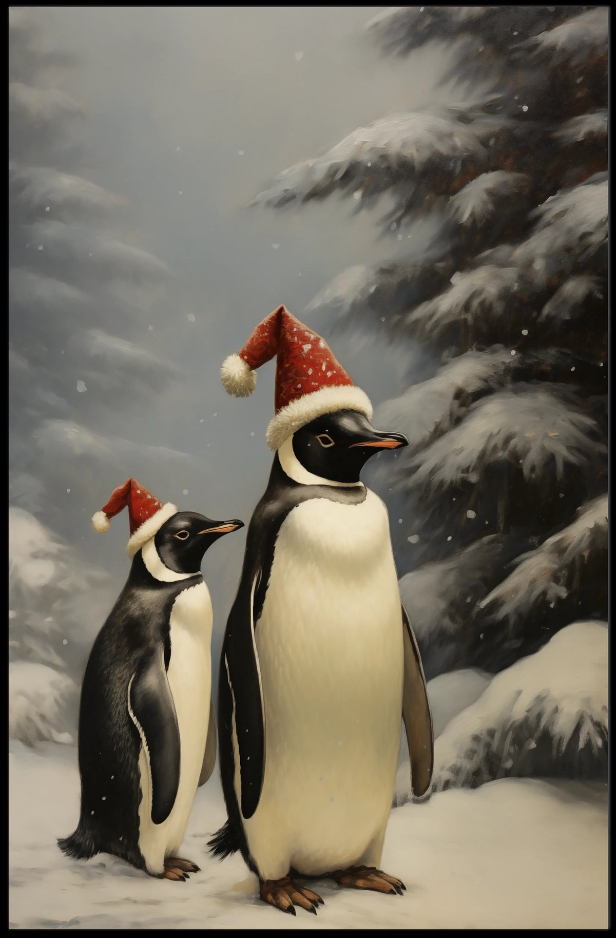 Festive Penguins In Winter Wonderland Poster