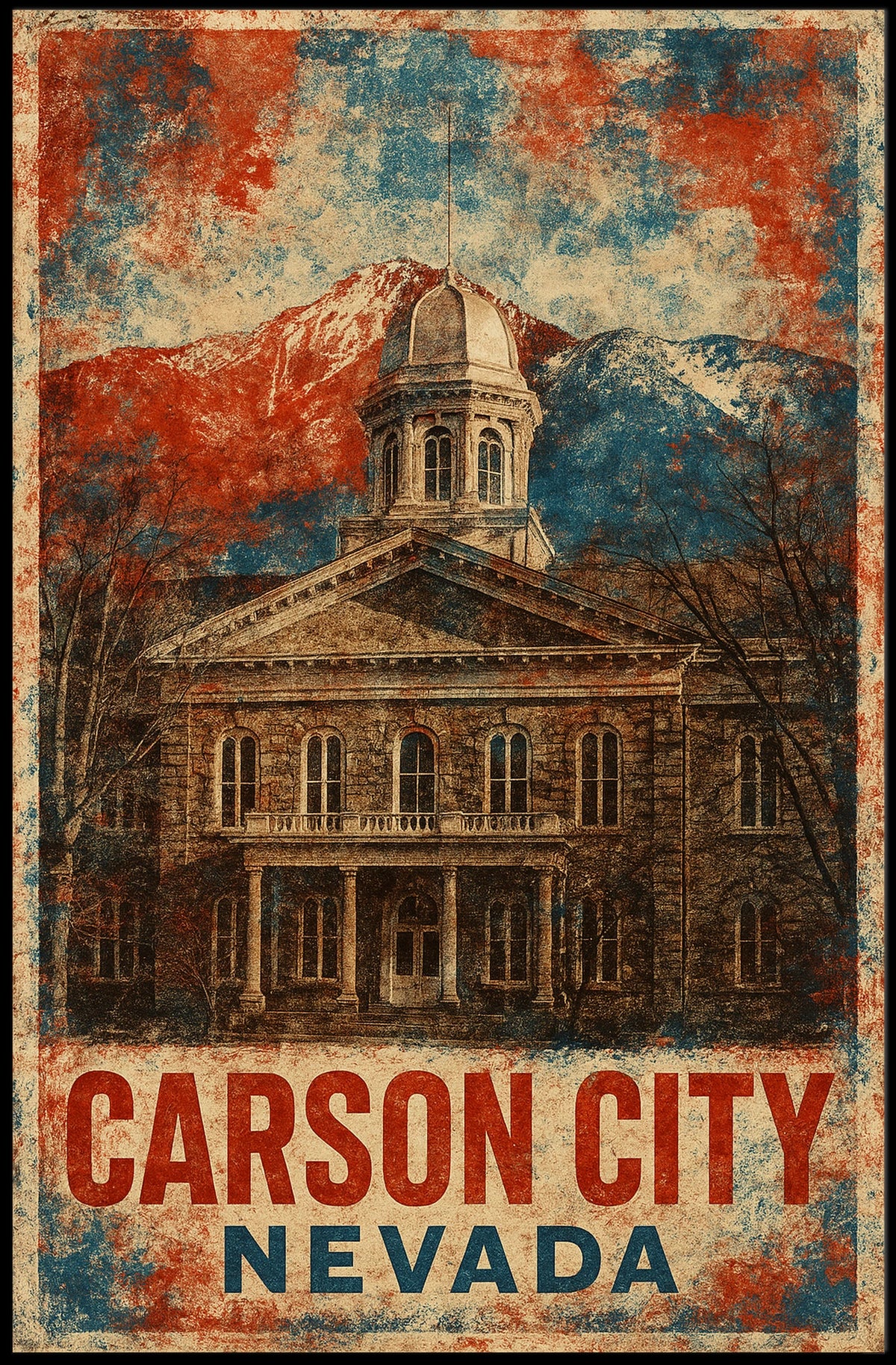 Carson City Nevada Scenic Vintage Wanderlust Poster
