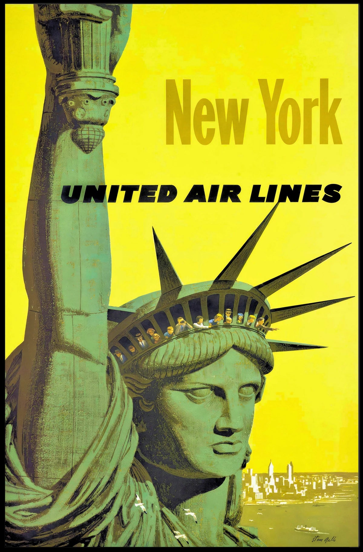 New York City Skyline Poster Vintage Travel Wall Art