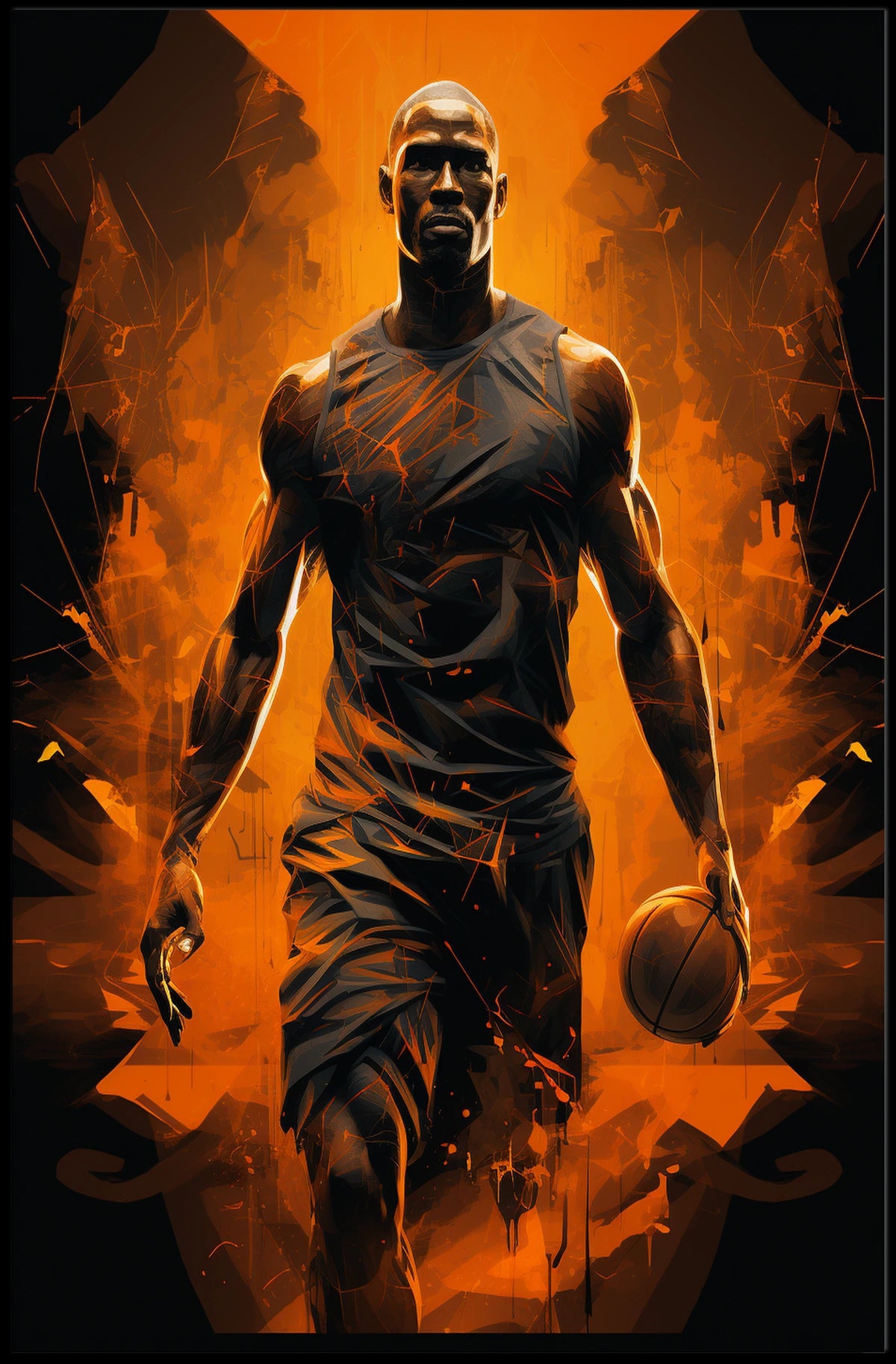 Basketball Athlete in Fiery Abstract Action Poster