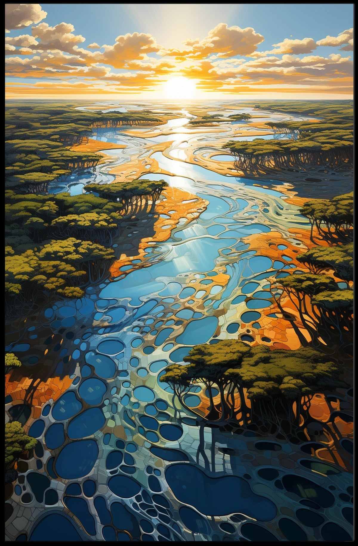 Serene River Landscape Poster