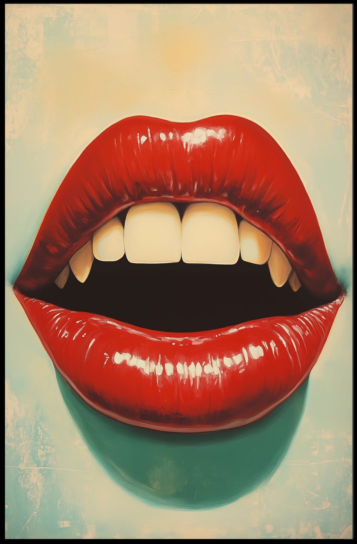 Glossy Red Lips Pop Art Glossy Lips Close-up Poster