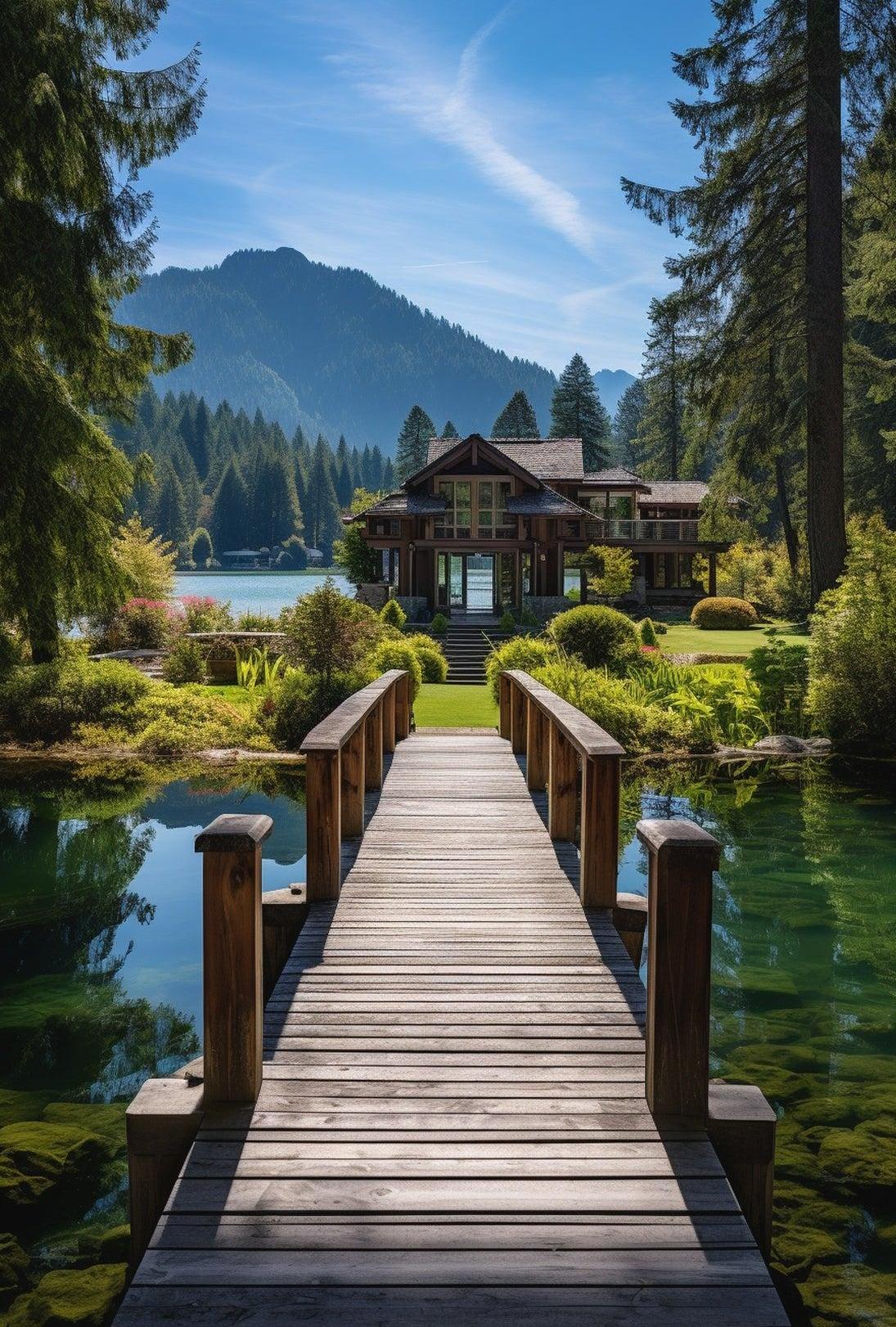 Tranquil Forest Lake Retreat Realistic National Park Poster